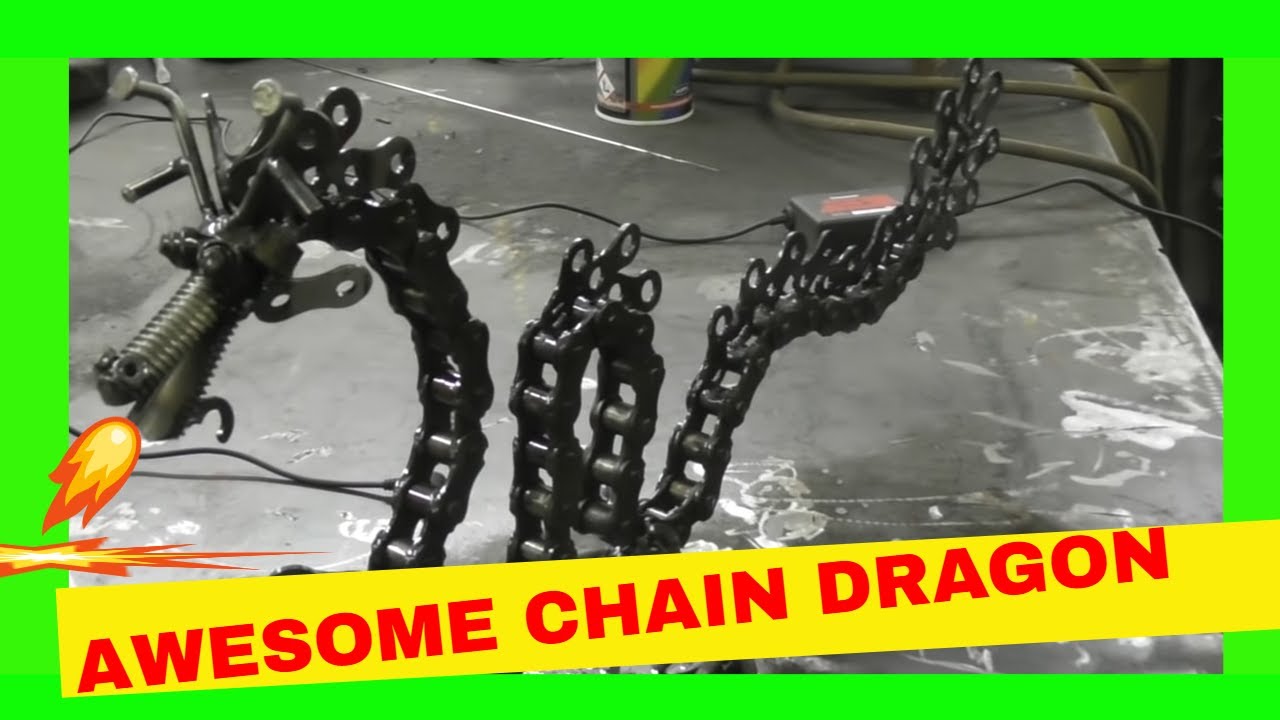 Scrap Metal Art Chinese Chain Dragon