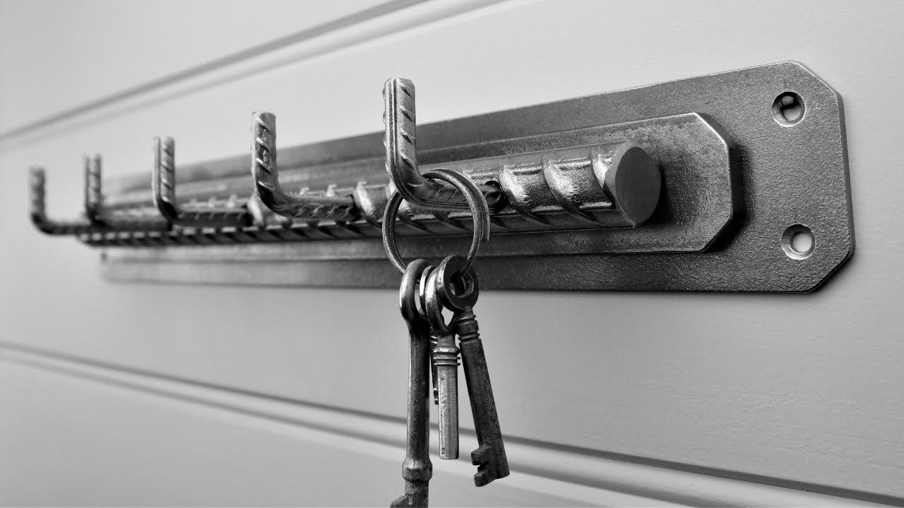I make an Industrial Style Wall Key Holder made from metal Rebar - MIG Welding Project