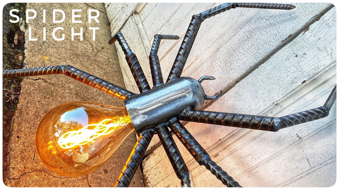 I make an Industrial Style Halloween Lamp | Spider Light from Rebar