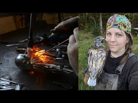 She made a Bald Eagle from Cutlery