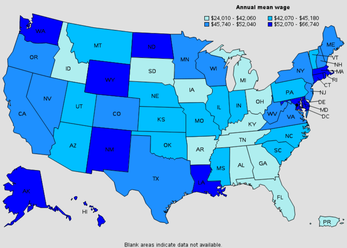 annual mean wage by state