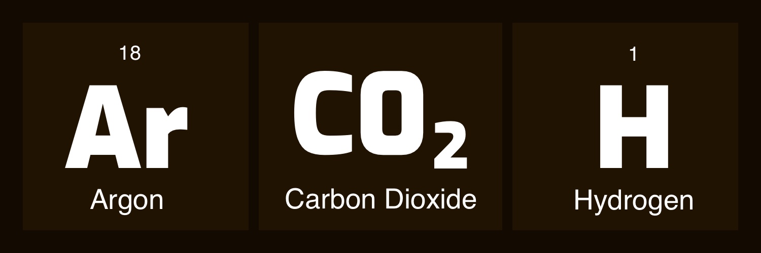 argon co2 hydrogen gas mixture symbol