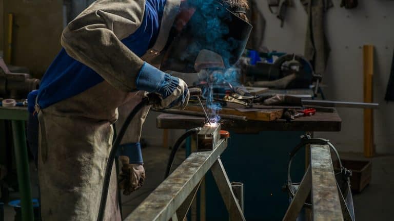 welder wearing an apron