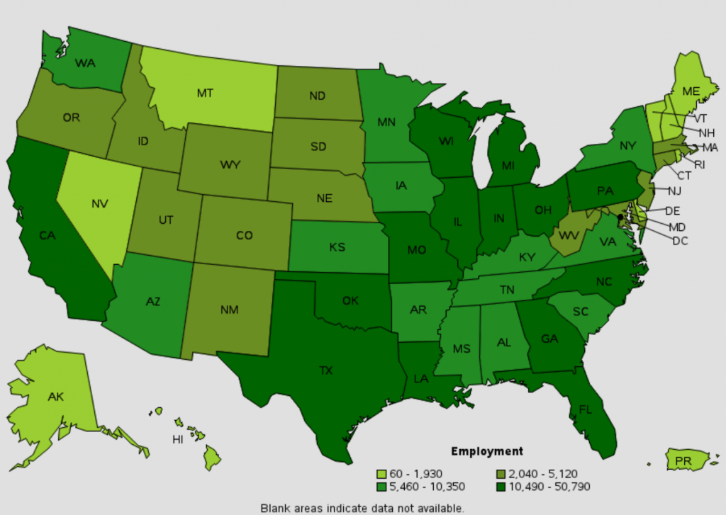 employment of welders by state