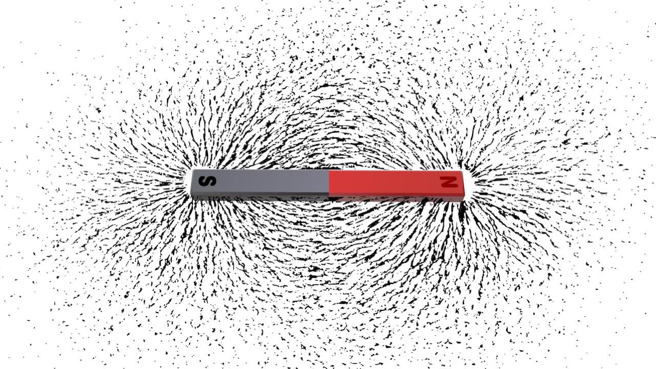 Iron filings around a magnet