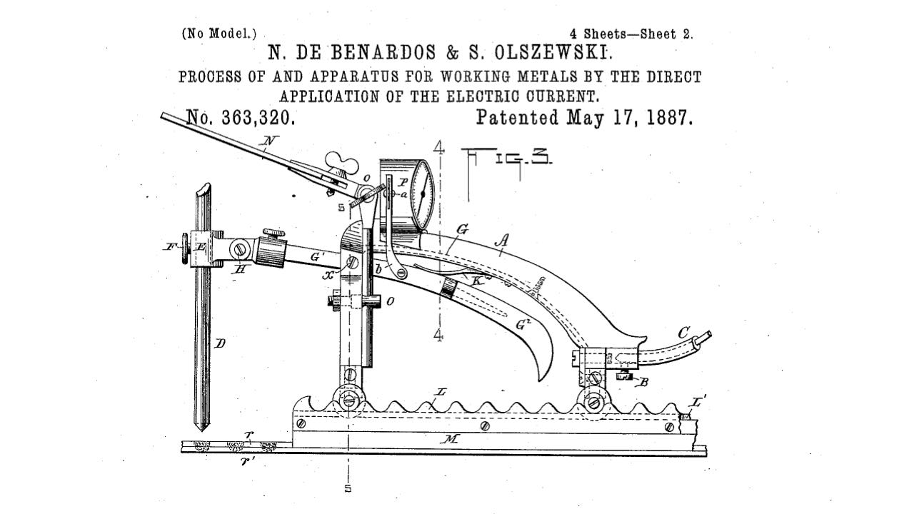 First welding machine patent