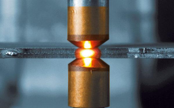 Image of a spot weld being formed