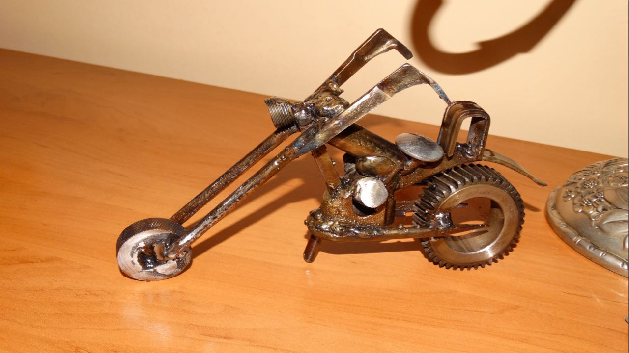 small scrap metal motorcycle