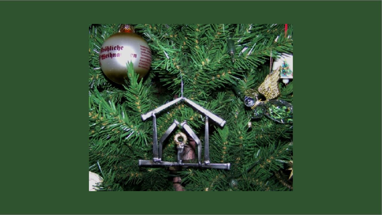 welded nail christmas tree ornament