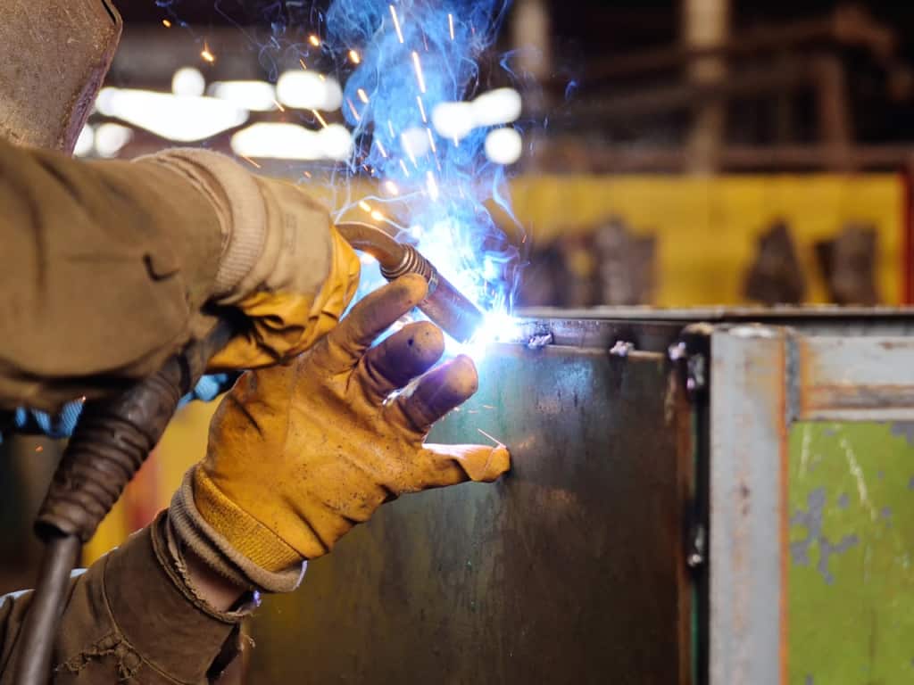 welder making tack welds