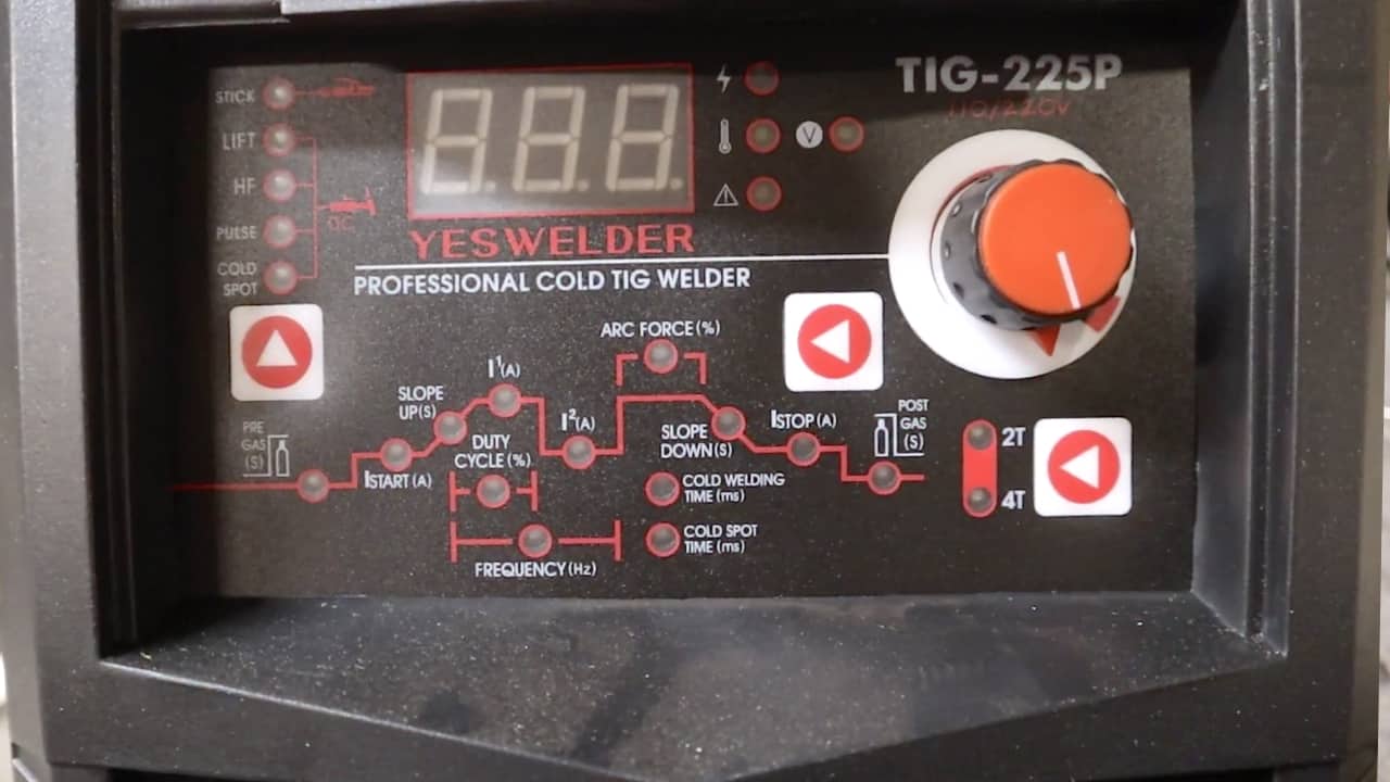 Yeswelder TIG-225P control panel